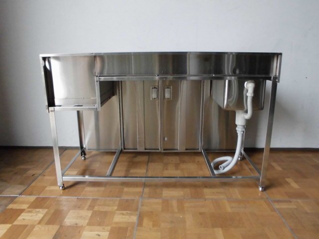 中古厨房 業務用 ステンレストップ 調理台 流し台 W1550×D600 中古厨房 業務用 ステンレストップ 調理台 流し台 W1550×D600