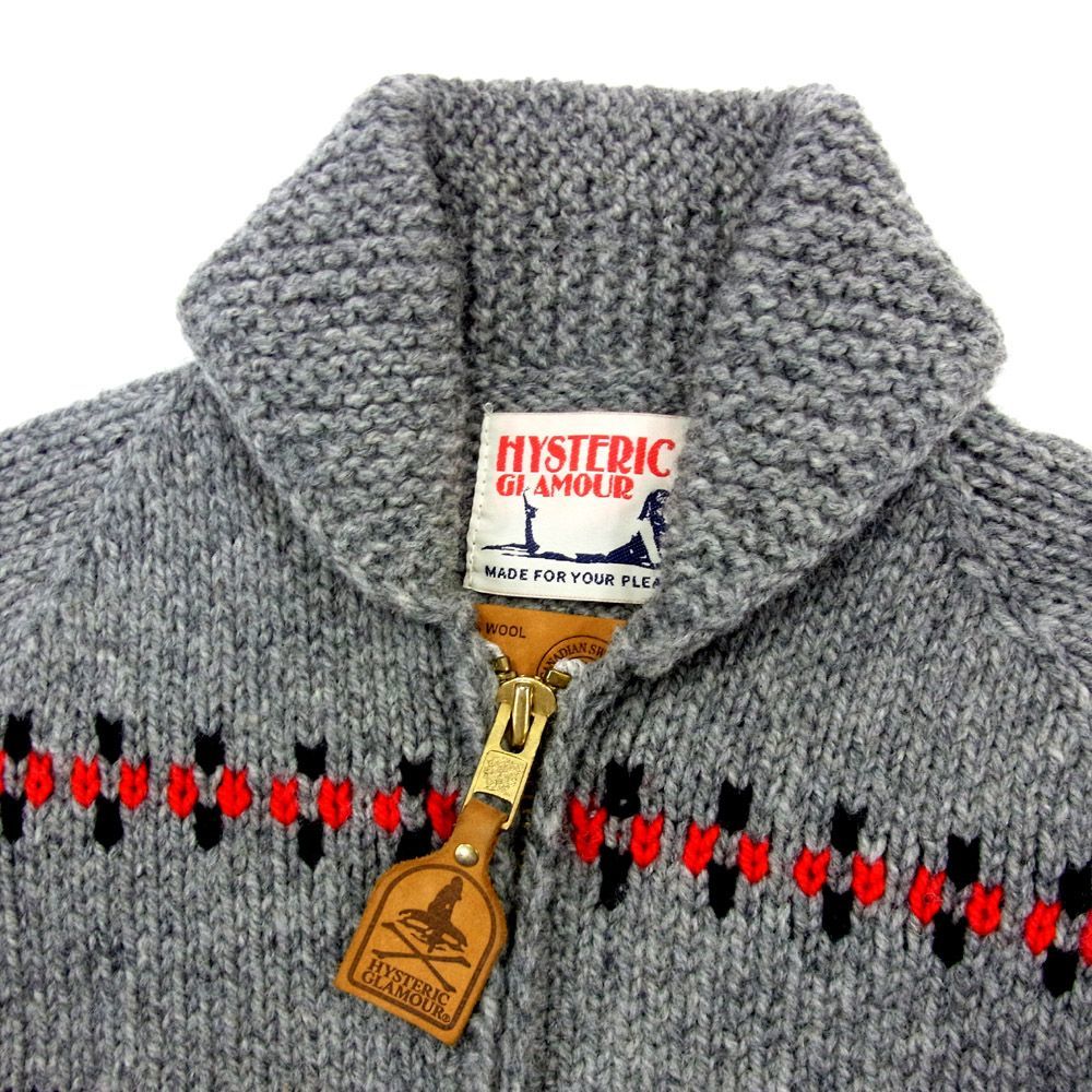 美品 定価7万円●HYSTERIC GLAMOUR CANADIAN SWEATER ヒステリックグラマー カウチン ニットジャケット カナダ製 レア メンズ Sサイズ_画像4