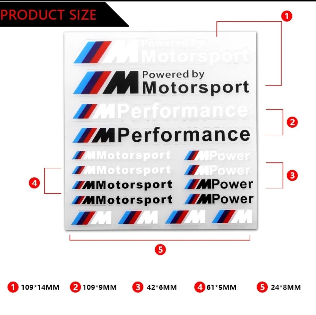 BMW Mシリーズ ステッカー 16点セット■MPerformance MSport MPower E36 E39 E46 E60 E90 F10 F20 F30 x1x2x3x4x5x6x7x8 320 325_画像2