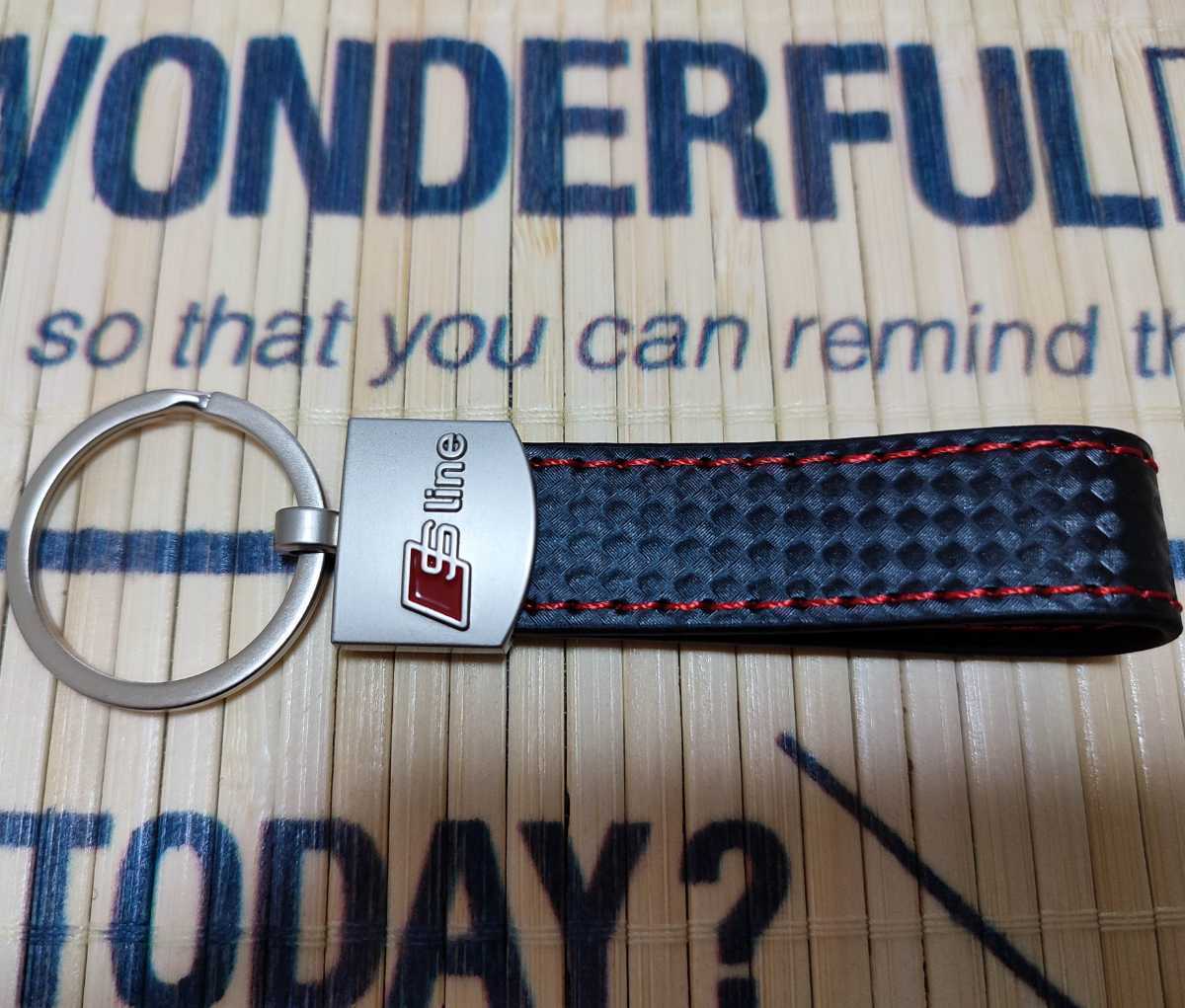  Audi [S-line] with logo key holder red stitch #RS A1 A3 A4 B5 B6 B7 B8 A5 C5 A6 C6 c7 A7 A8 A1 V8 Q3 Q5 Q7 SQ5