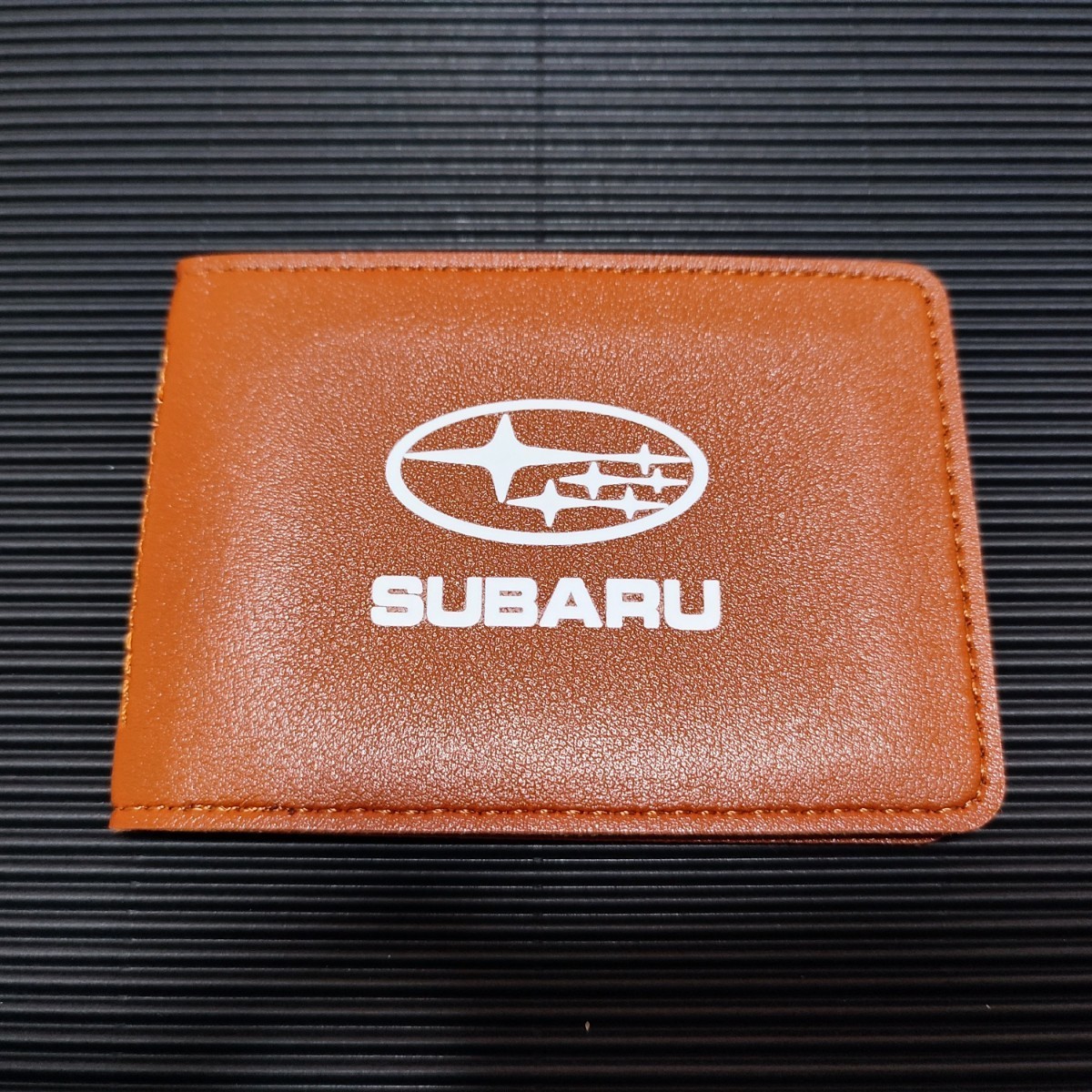  Subaru Brown leather card-case thin type # Forester leg .-gXV Impreza Sports /G4 Legacy Outback BRZ WRX S4