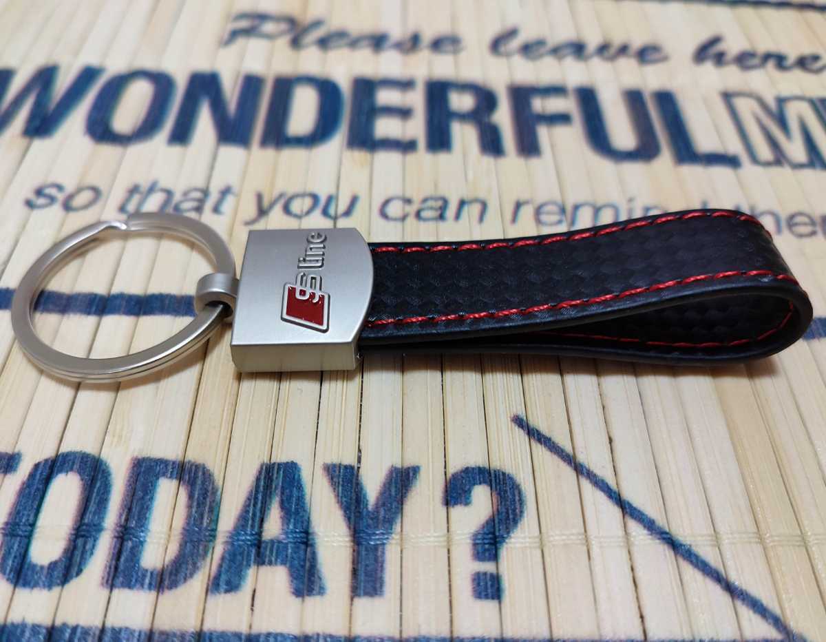  Audi [S-line] with logo key holder red stitch #RS A1 A3 A4 B5 B6 B7 B8 A5 C5 A6 C6 c7 A7 A8 A1 V8 Q3 Q5 Q7 SQ5