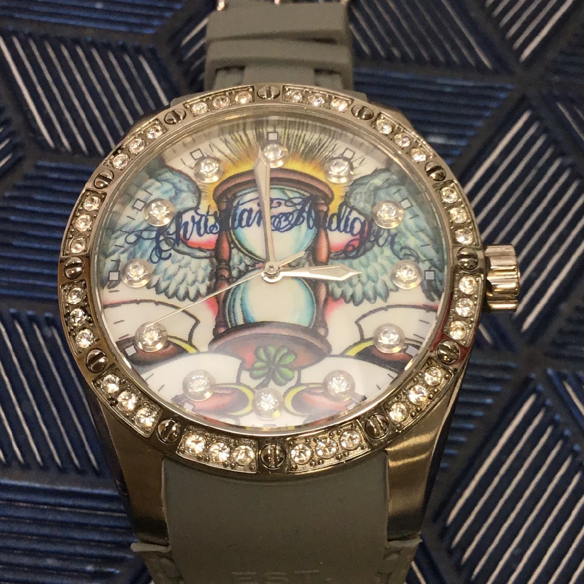 【中古品/インボイス登録店/CH】Christian Audigier クリスチャンオードジェー クォーツ 時計 腕時計 INT-301 RS1001/0018_画像1