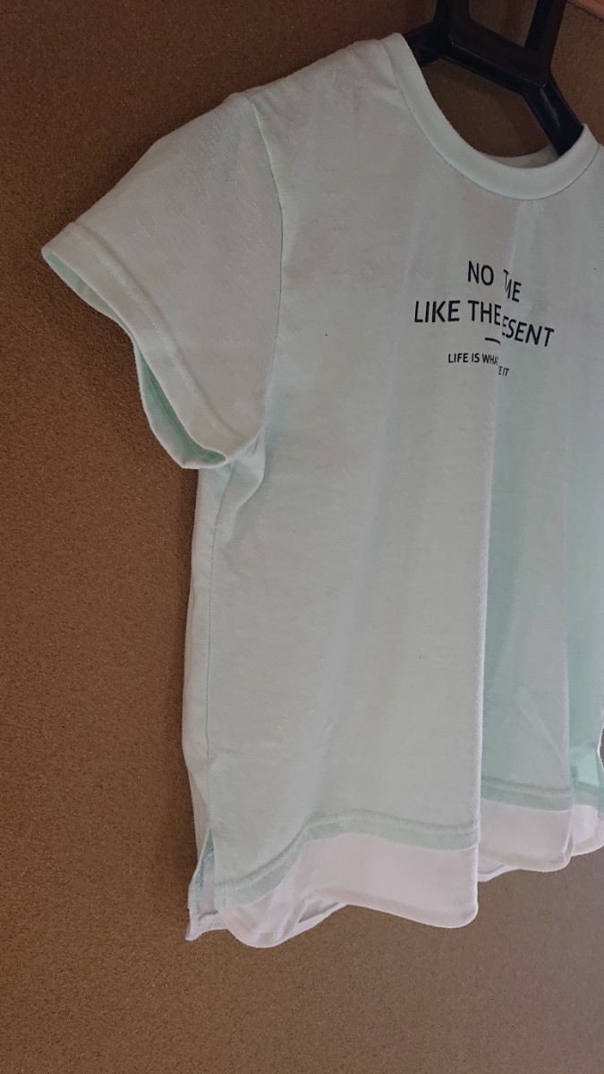 サイズ150 ミントグリーン レイヤード半袖Tシャツ