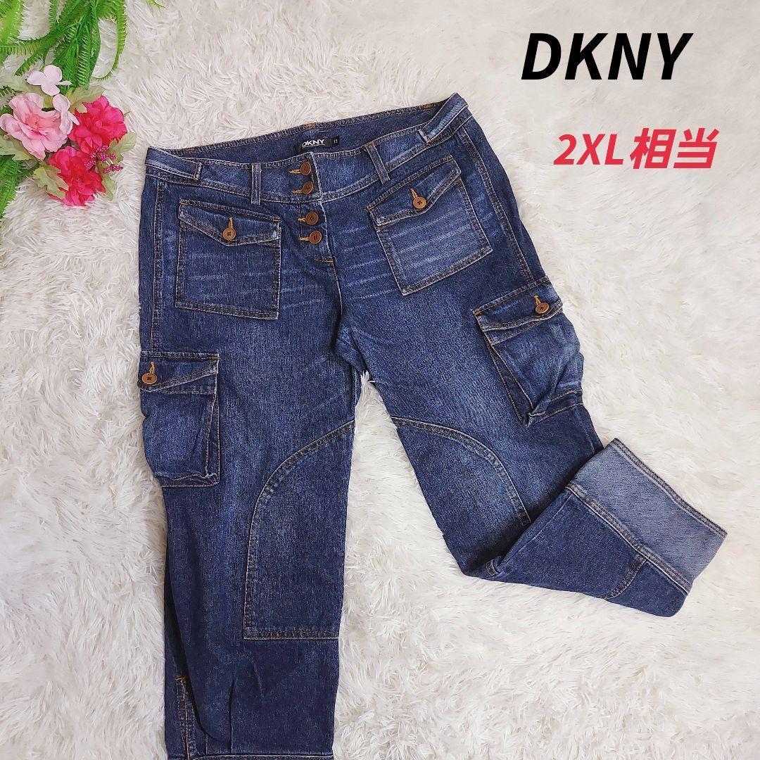 DKNY マルチポケット・アンクル丈 デニム パンツ カーゴ 2XL相当 大きいサイズ Y2K 81841_画像1