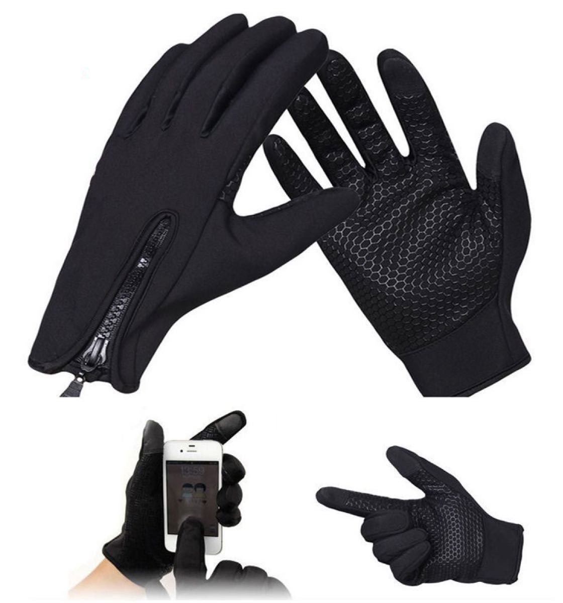 手袋　メンズ　ジップ　革手袋　レザー グローブ　裏起毛 レディース 革 防寒 バイク 自転車 サイクリング 液晶タッチ パネル対応