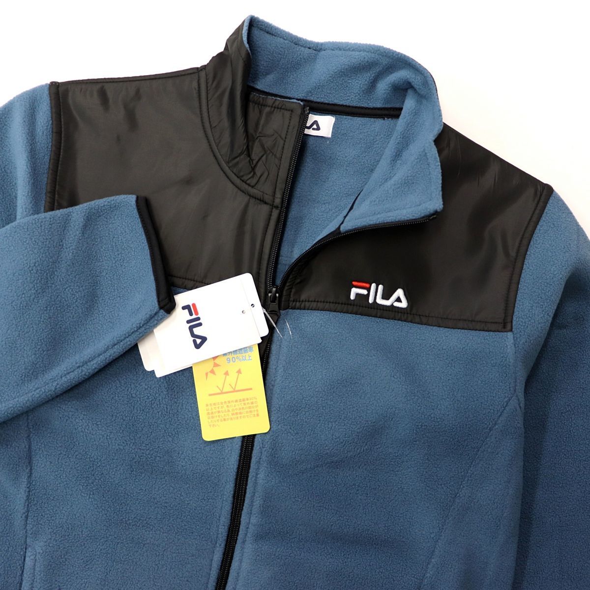 ★フィラ FILA 新品 メンズ 高品質 快適 保温 暖かい 厚手 UVCUT 両面 フリース ジャケット Mサイズ[442341-DBL-M] 一 二 壱★QWER_画像1