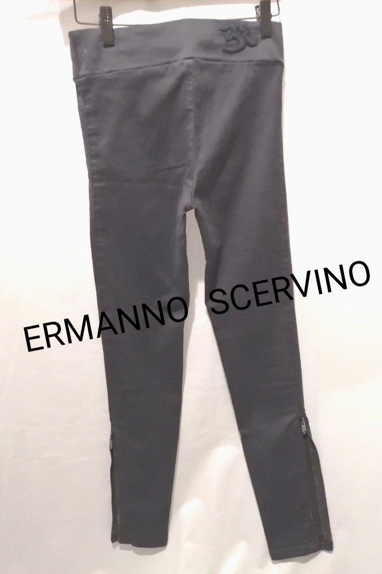 ERMANNO SCERVINO エルマンノシェルヴィーノ　ブラックスリムパンツ 裾ファスナー 38 ストレッチ スキニーパンツ