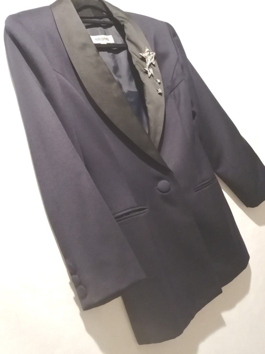  H.M.DAYS デザイン スーツ 9A3 ネイビー/濃紺×黒 ジャケット スカート 