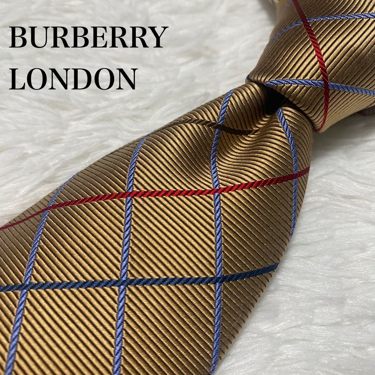 Burberry バーバリー ネクタイ ゴールド 金色 シルク100%-