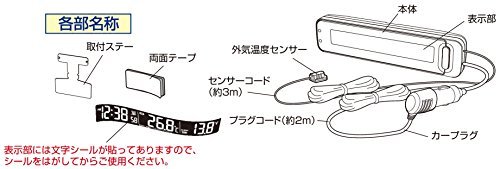 ナポレックス 車用 電波時計/電圧計/温度計 Fizz VTメータークロック ブラック カープラグ給電 (DC12V) 誤警報カット/電圧異常/路面_画像7