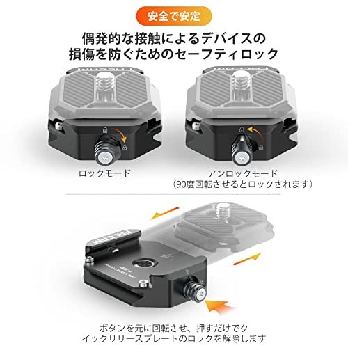 ULANZI FALCAM F38 クイックシュークランプ ベート アルカスイス対応互換38mm標準 1/4ネジ3/8ネジアダプター付Arcの画像2