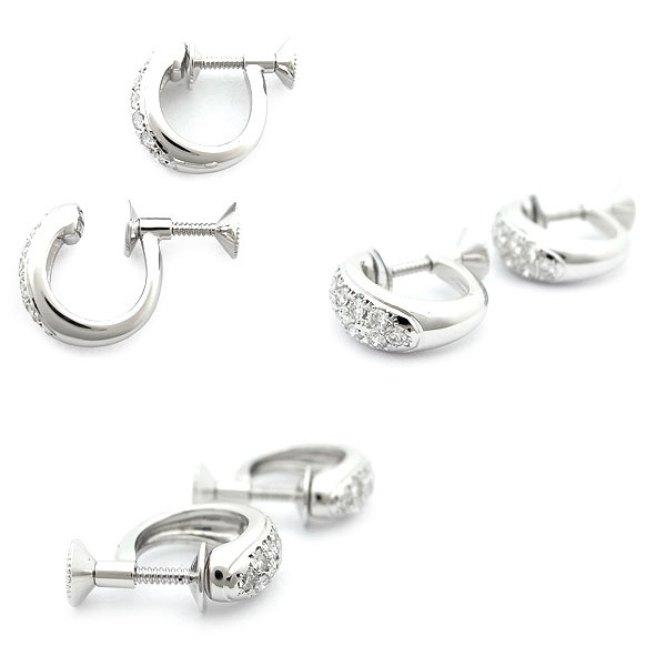 [ green shop pawnshop ] Mikimoto diamond earrings 0.21ct 0.21ct K18WG[ used ]