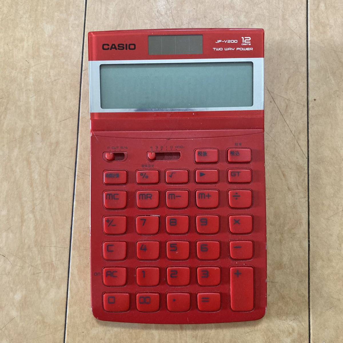 CASIO 電卓 カシオ JF-V200 赤 ジャストタイプ 12桁 バーニングレッド_画像2