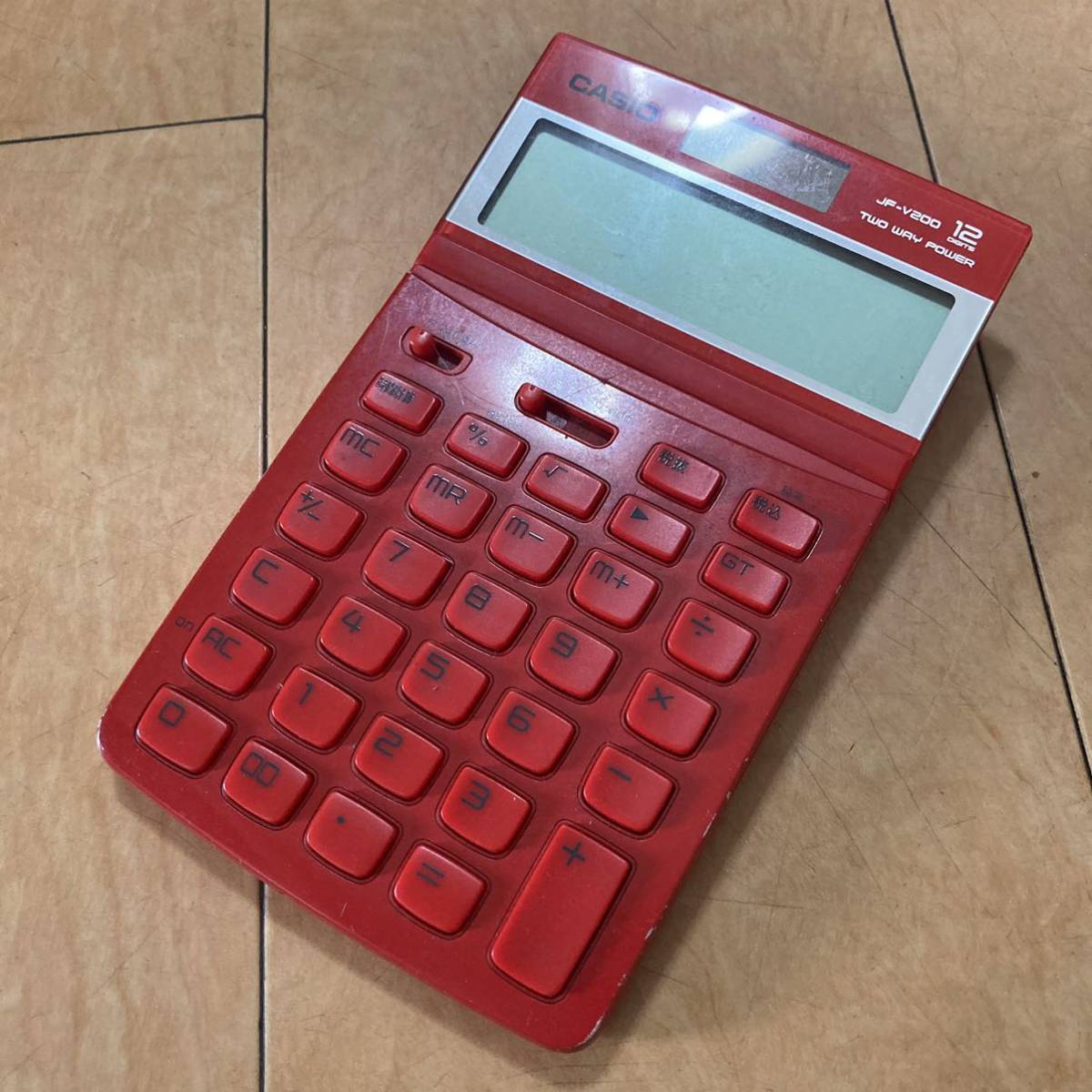 CASIO 電卓 カシオ JF-V200 赤 ジャストタイプ 12桁 バーニングレッド_画像1