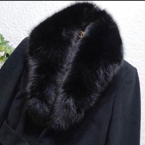 Pinky&Dianne Pinky and Diane wool Anne go label tedo coat fox black 36 long coat real fur fox fur 