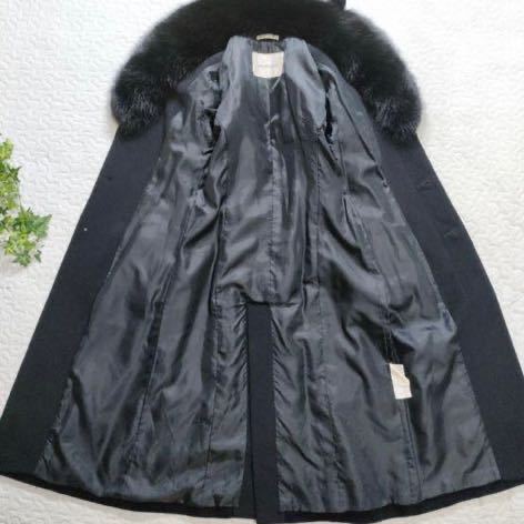 Pinky&Dianne Pinky and Diane wool Anne go label tedo coat fox black 36 long coat real fur fox fur 