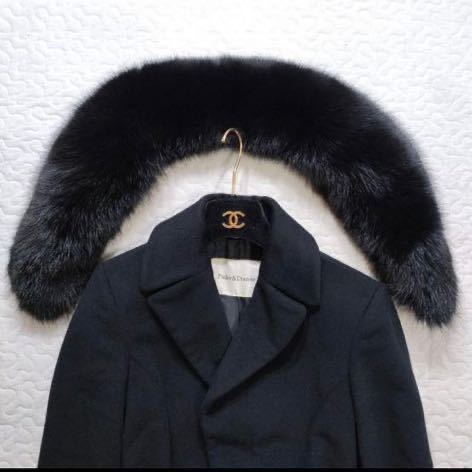 Pinky&Dianne Pinky and Diane wool Anne go label tedo coat fox black 36 long coat real fur fox fur 