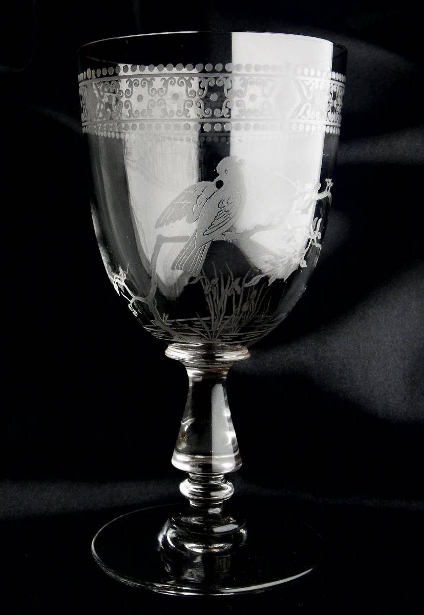 稀少 OLD BACCARAT オールドバカラ Japonisme ジャポニスム 水用グラス ワイングラス 蝶や鳥 草花 アンティーク 上質クリスタル