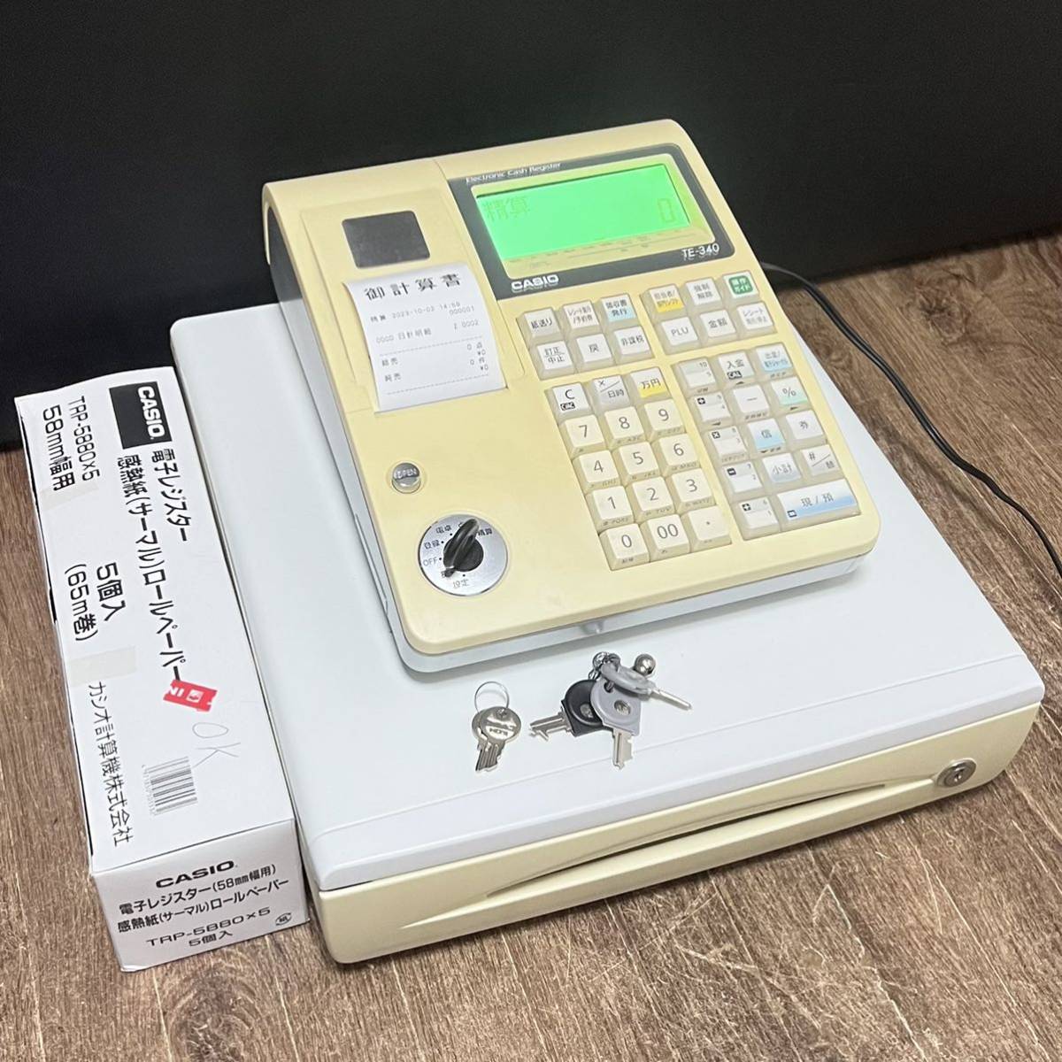 超安い品質 TE-340 CASIO 小型 レジ 領収書発行 10部門 電子レジスター