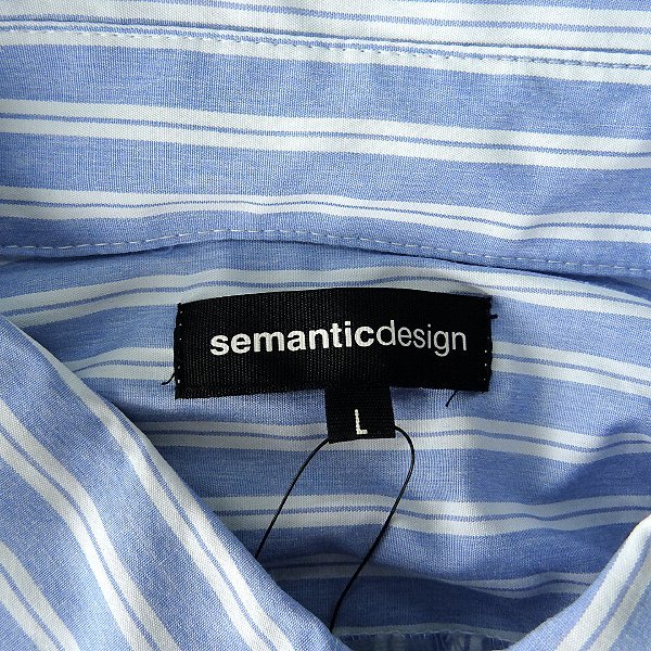 新品 セマンティックデザイン ストライプ オーバー シャツ L 青 【I47510】 semantic design メンズ ビッグシャツ プリント_画像9