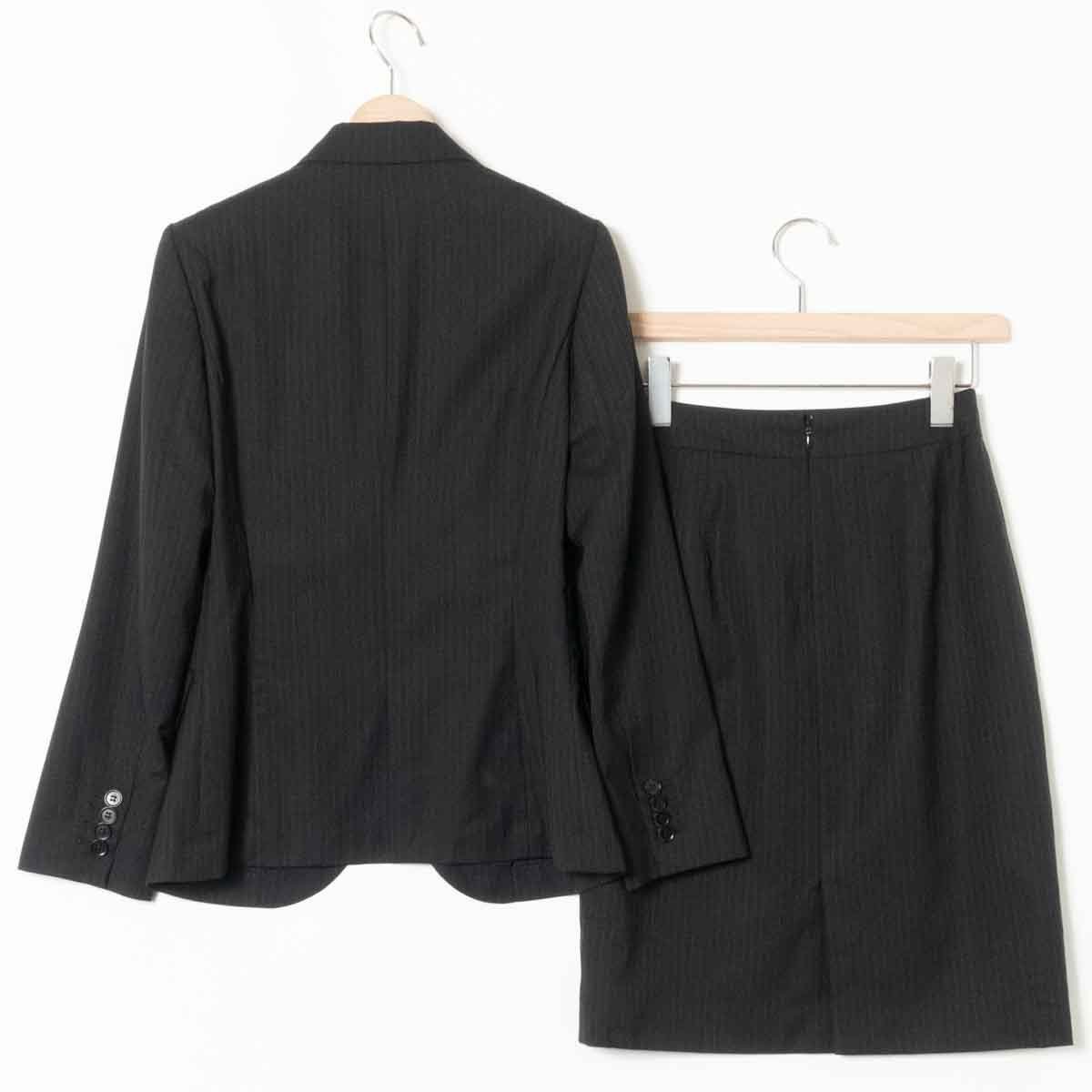 THE SUIT COMPANY ３点セットスーツ セットアップ ザ スーツカンパニー ブラック 黒 ストライプ ジャケット スカート パンツ 薄手 38/36/36_画像10