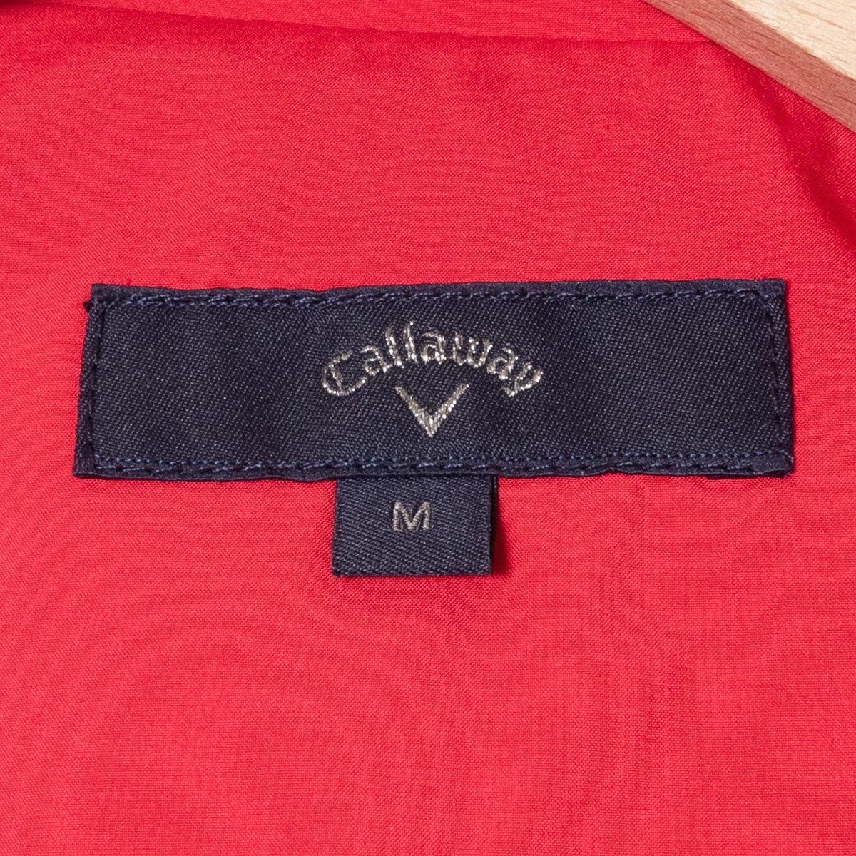 Callaway 2WAY中綿ジップアップジャケット キャロウェイ レッド スポーツ ゴルフ ベスト アウター 刺繍ロゴ 防寒 ステッチ ポリエステル M_画像4