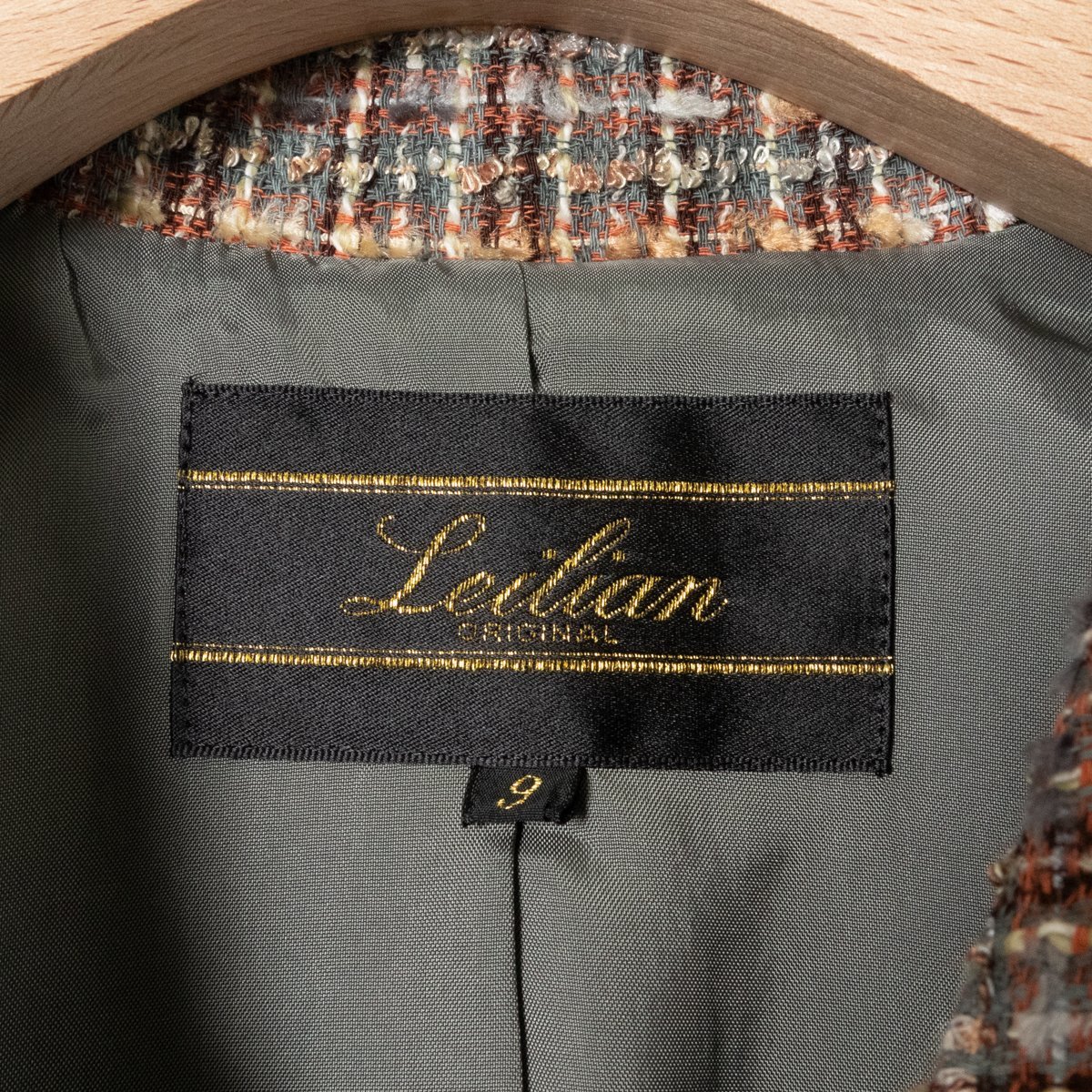 Leilian レリアン ツイードジャケット アウター 上着 羽織 総柄 9 ウール グレー 綺麗め フォーマル 婦人服_画像2