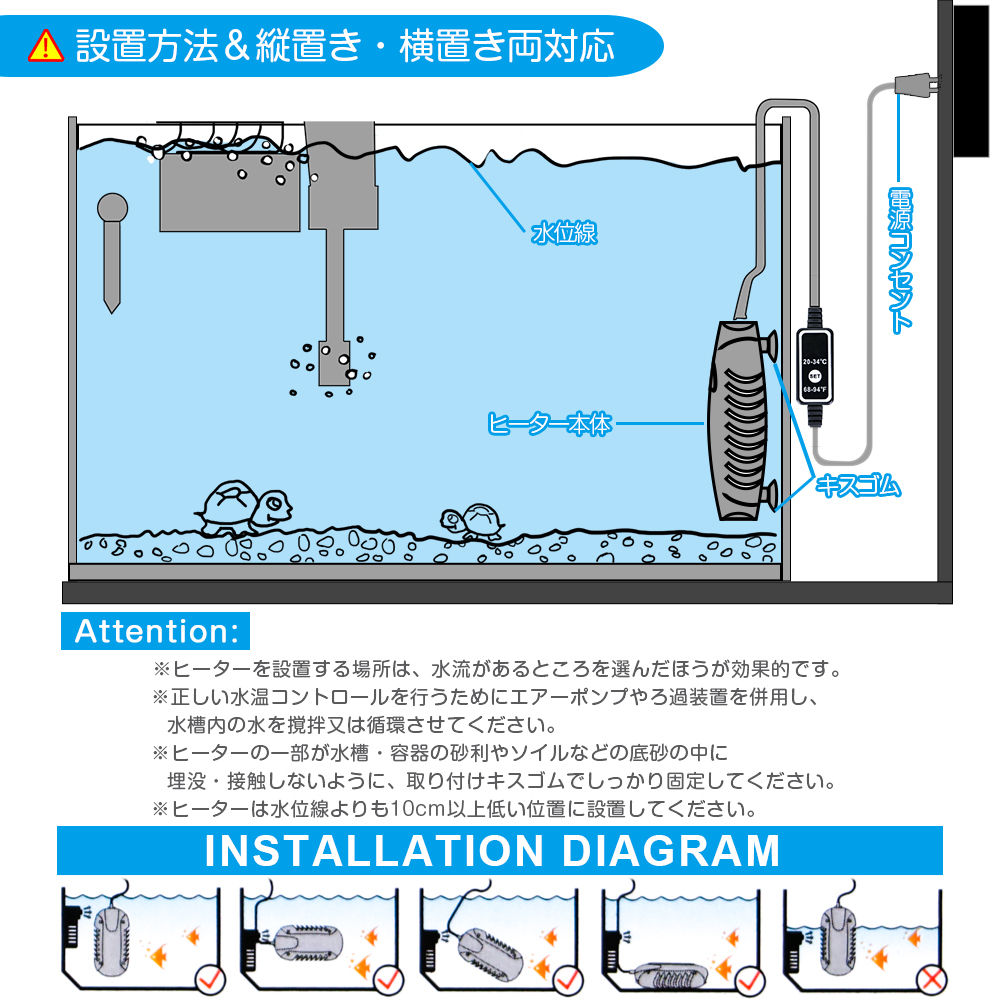 (100W) 水槽用ヒーター 水槽 オートヒーター 26℃ミニヒーター タオルサービス PSE認証済み 日本語説明書付 LEDデジタル表示 自動調整_画像6