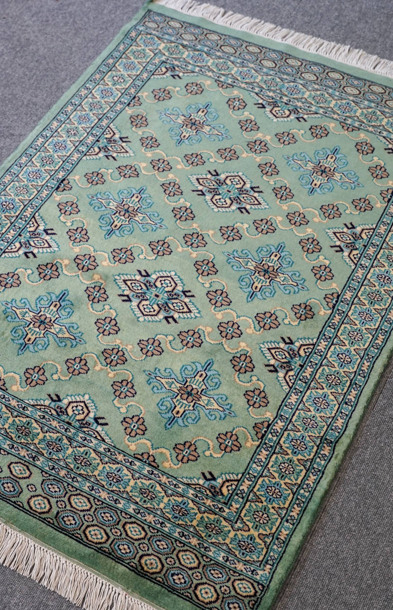 パキスタン手織り絨毯 ウール トライバルラグ size:92×62cm+apple-en.jp