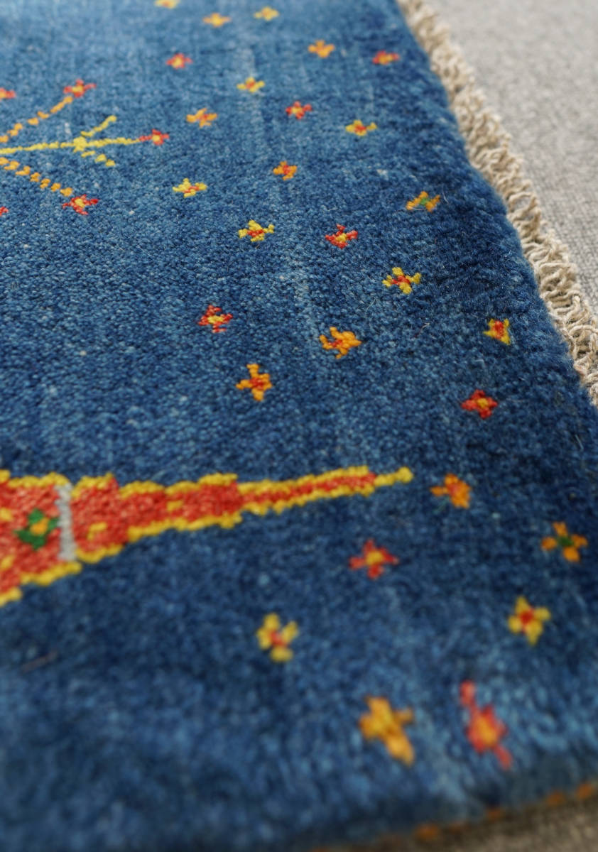 80×50cm 【ペルシャ絨毯 手織りギャッベ】アマレ族ギャッベ ギャベ