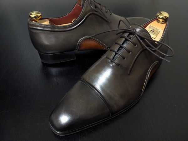 極美品 使用僅か マグナーニ 42 MAGNANNI オパンケ スキンステッチデザインストレート ドレスシューズ 箱付 7699_画像4