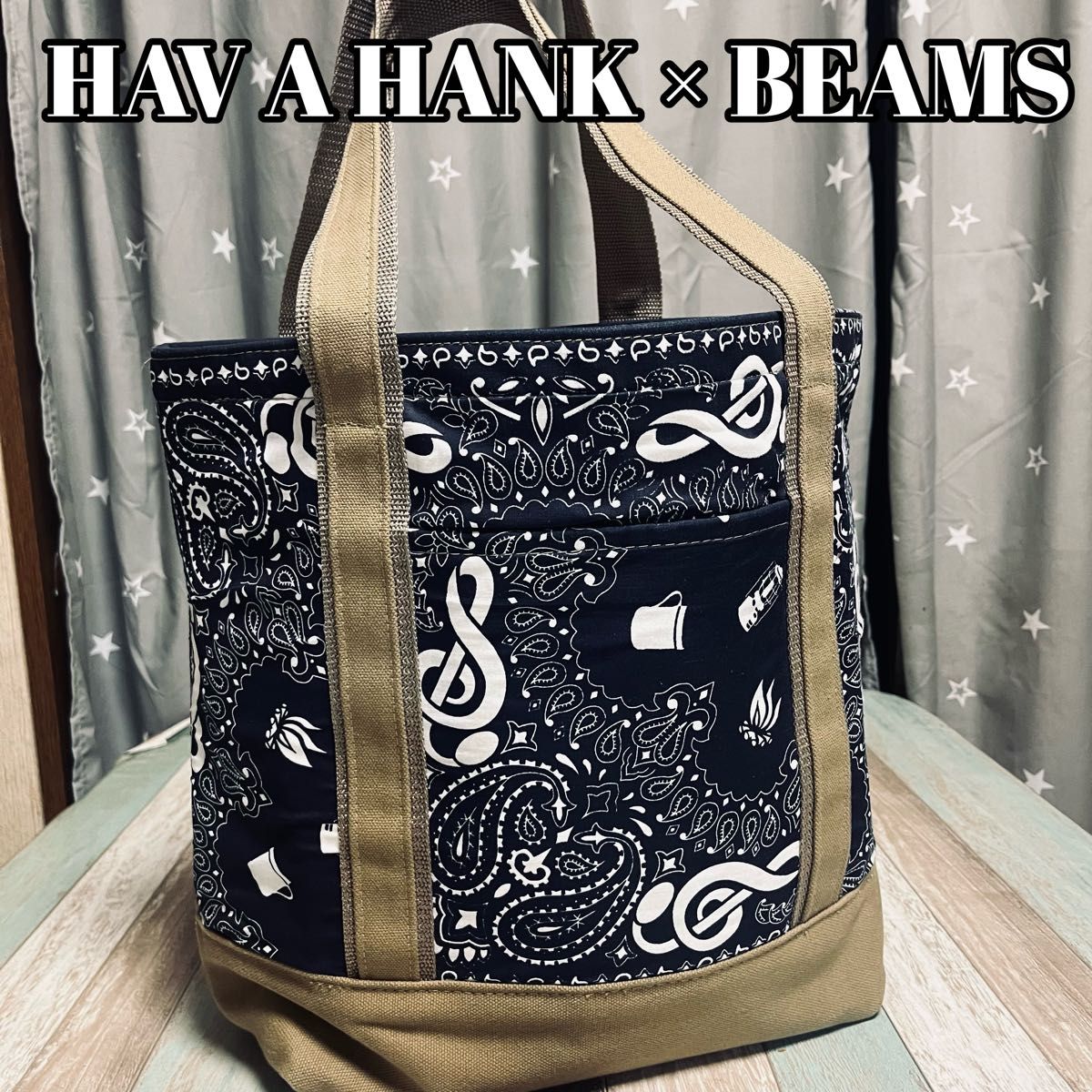 HAV A HANK × BEAMS（ハバハンク×ビームス）コラボ　オリジナルCAMP柄トートバッグ