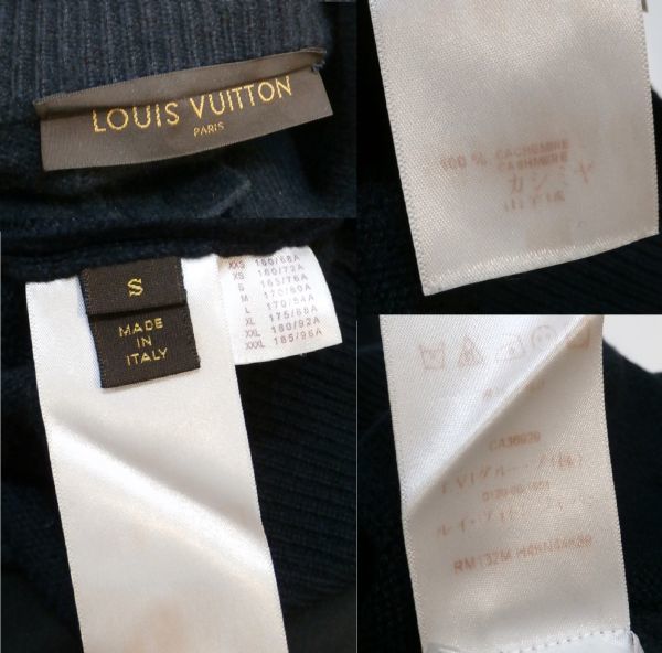国内正規品 Louis Vuitton MENS カシミヤ100% LV 刺ロゴ ボタンカーディガン ルイヴィトン CASHMERE KNIT CARDIGAN 紺 ネイビー S ST-17_画像10