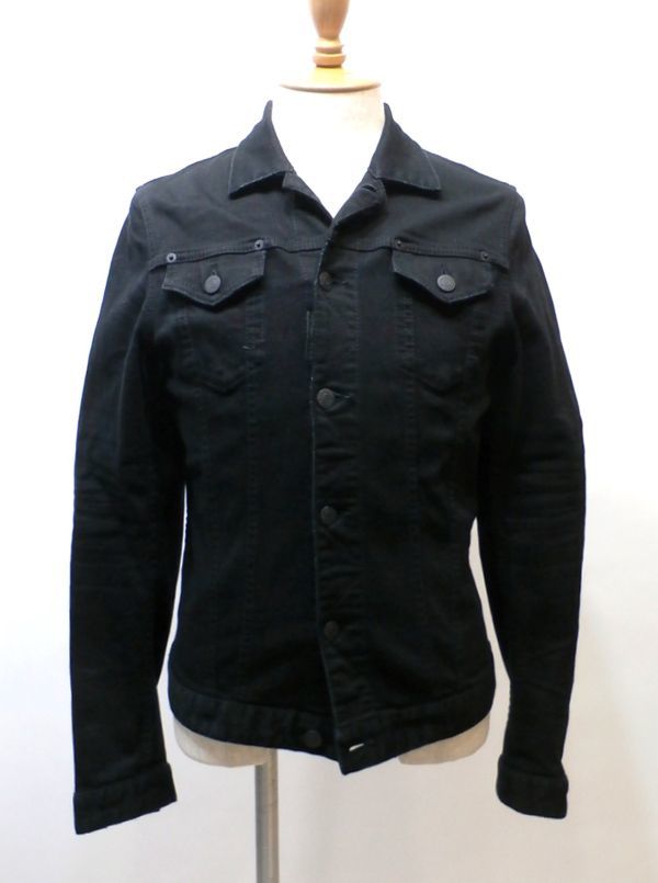 国内正規品 DSQUARED2 MENS STRETCH BLACK DENIM JACKET ディースクエアード ユーズド加工 ストレッチデニムジャケット gジャン 黒 48 ST-8_画像5