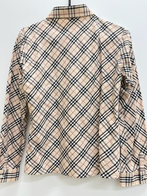 S2489【BURBERRY】バーバリー ロンドン コットン シャツ チェック柄 レディース Lサイズ ブランド アパレル ベージュ系 定番 長袖■_画像7