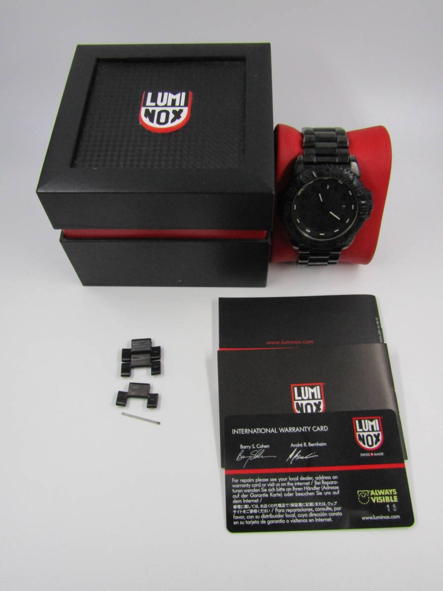 158-KA1148-60: LUMINOX ルミノックス ネイビー シール スチール カラーマーク 3150 シリーズ ブラックアウト 中古稼働品 腕時計