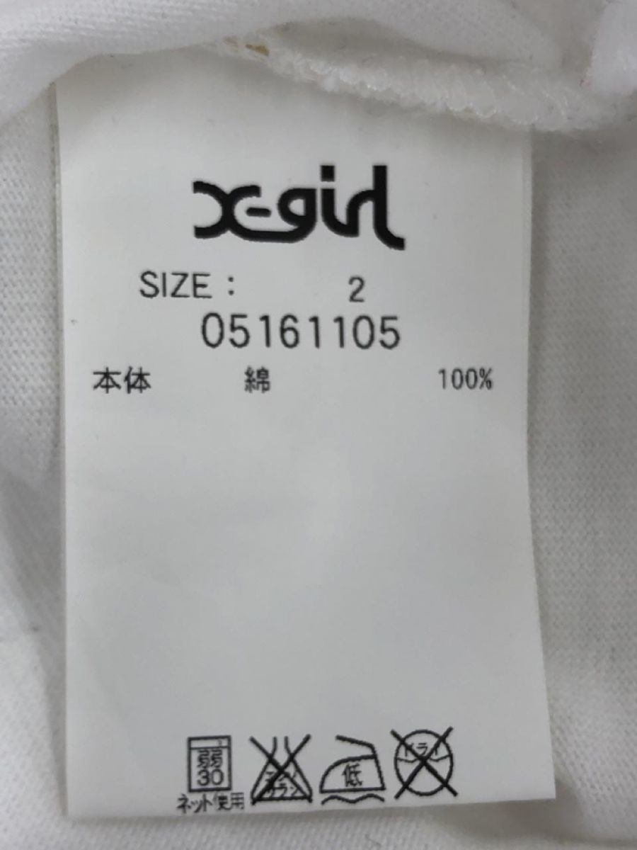 X-girl エックスガール ロング ロゴ Tシャツ size２/白 ■■ ☆ dja2 レディース_画像5