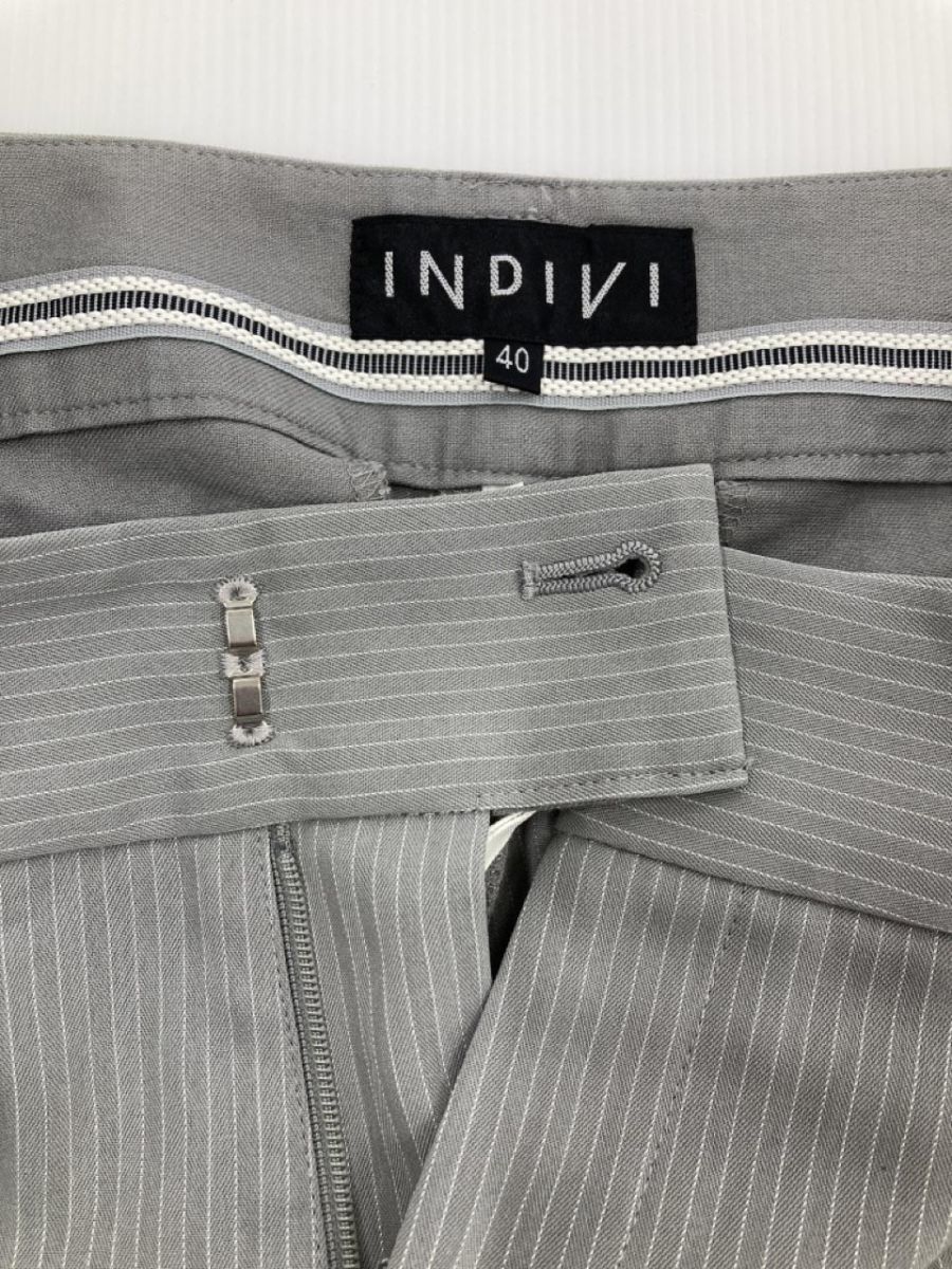 INDIVI インディヴィ ストライプ スラックス パンツ size40/グレー ■■ ☆ djb0 レディースの画像5