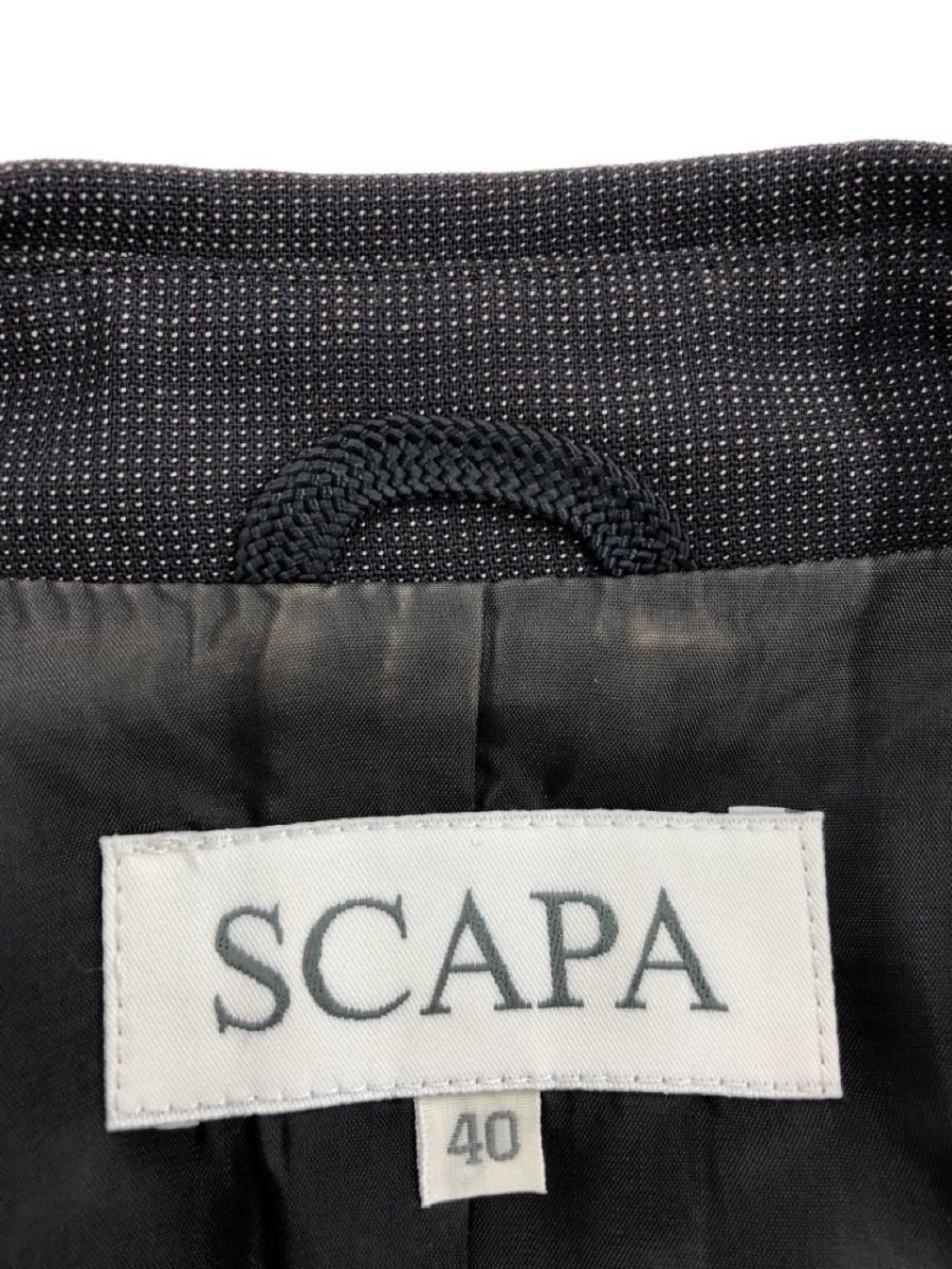 SCAPA Scapa wool 100% belt attaching jacket size40/ tea *# * djb0 lady's 