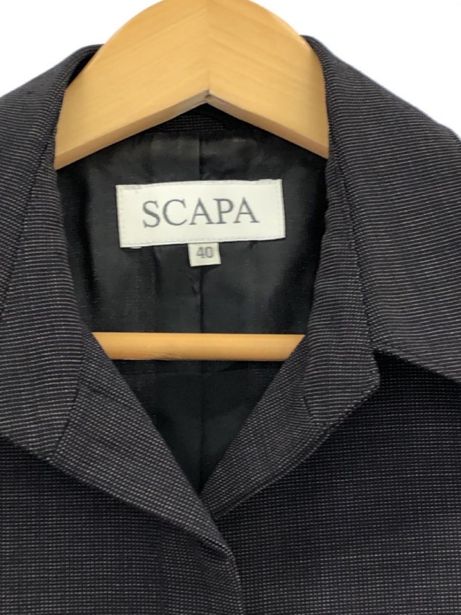 SCAPA Scapa wool 100% belt attaching jacket size40/ tea *# * djb0 lady's 