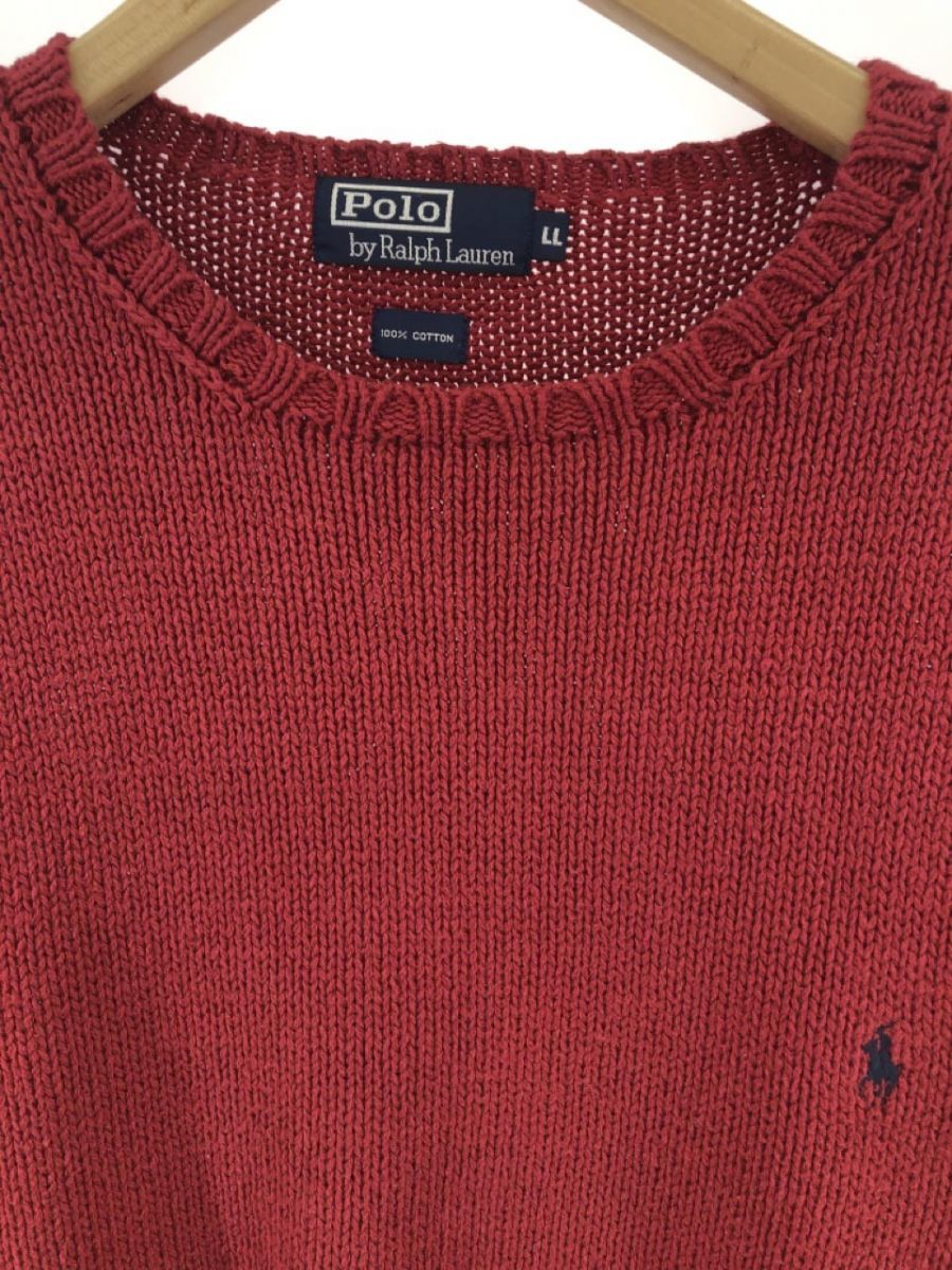 POLO RALPH LAUREN ポロ ラルフローレン ワンポイント ニット セーター sizeLL/赤 ◇■ ☆ djc0 メンズ_画像2