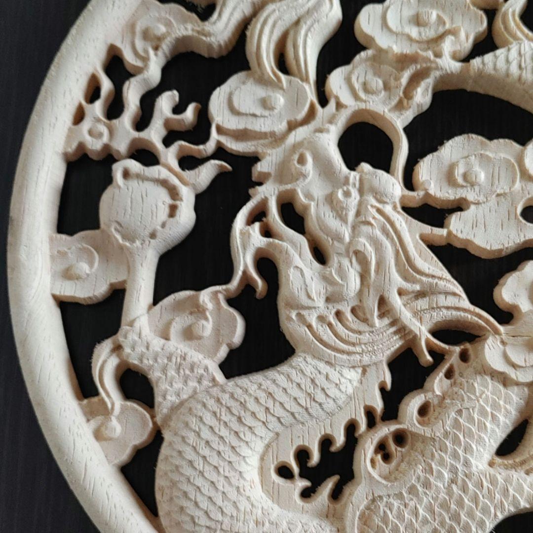木製 踊龍 辰 ウッドオブジェ 無垢 レリーフ 木彫り 龍神 壁掛け 置物