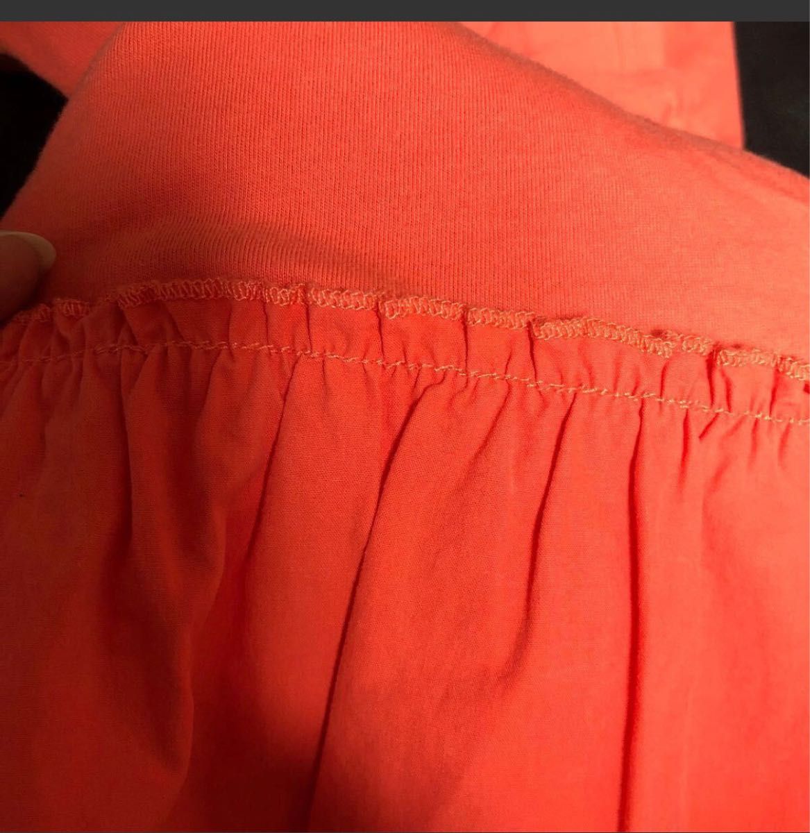【オレンジ】tシャツ Tシャツ 異素材切り替え Aラインカットソー