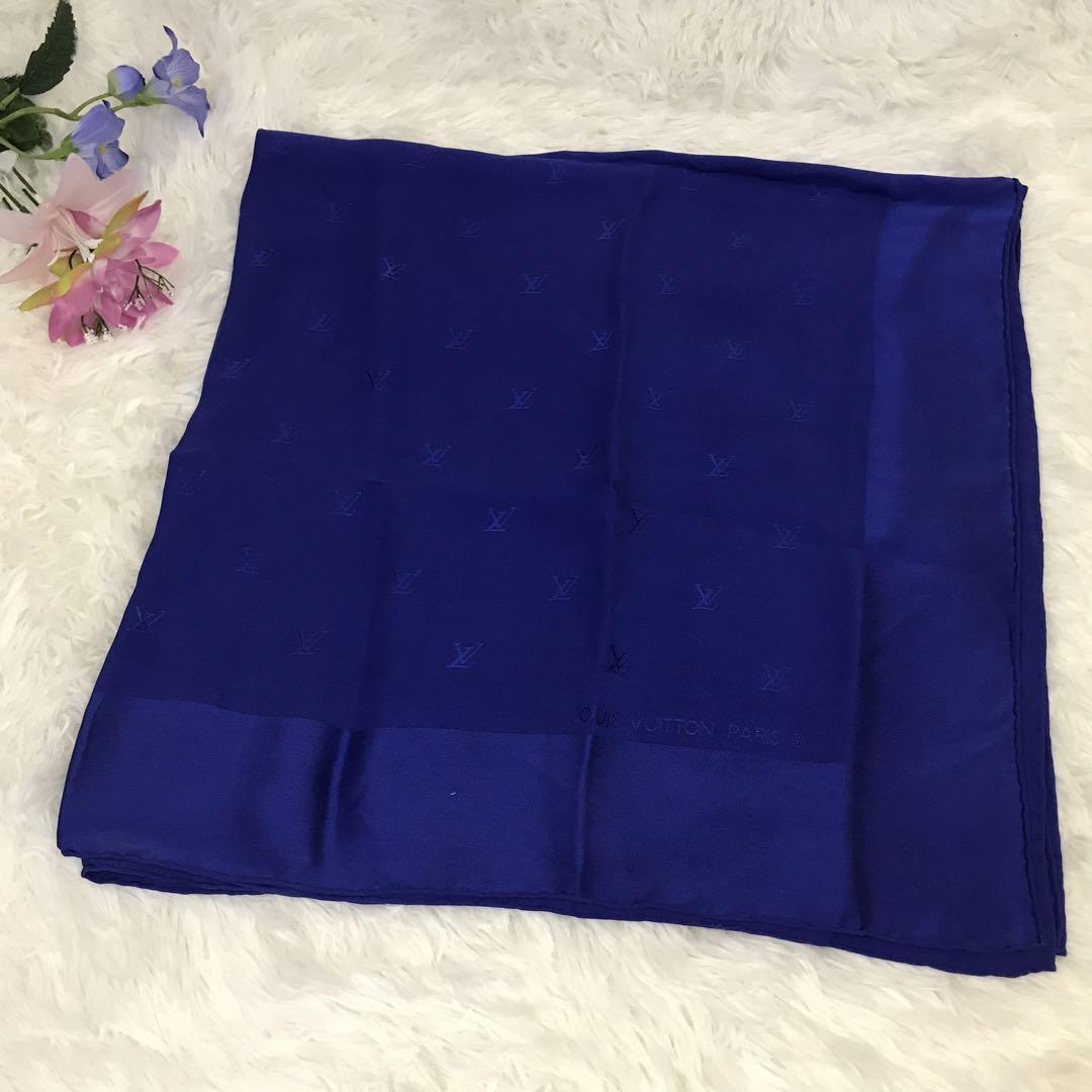 【極美品】ヴィトン スカーフ モノグラム ブルー スカーフ