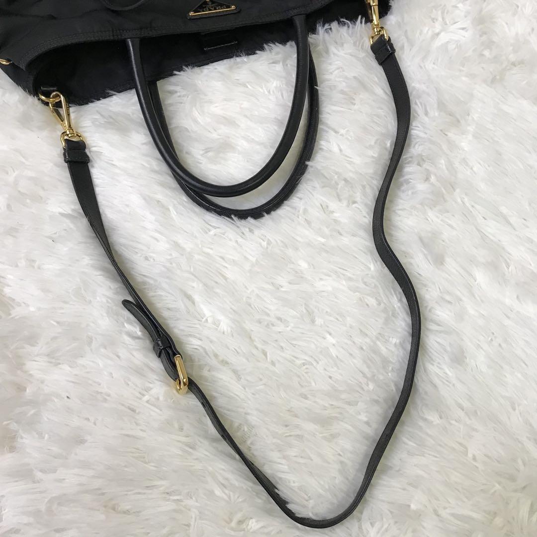 極美品】プラダ ショルダーバッグ 2way ナイロン 三角ロゴ ゴールド