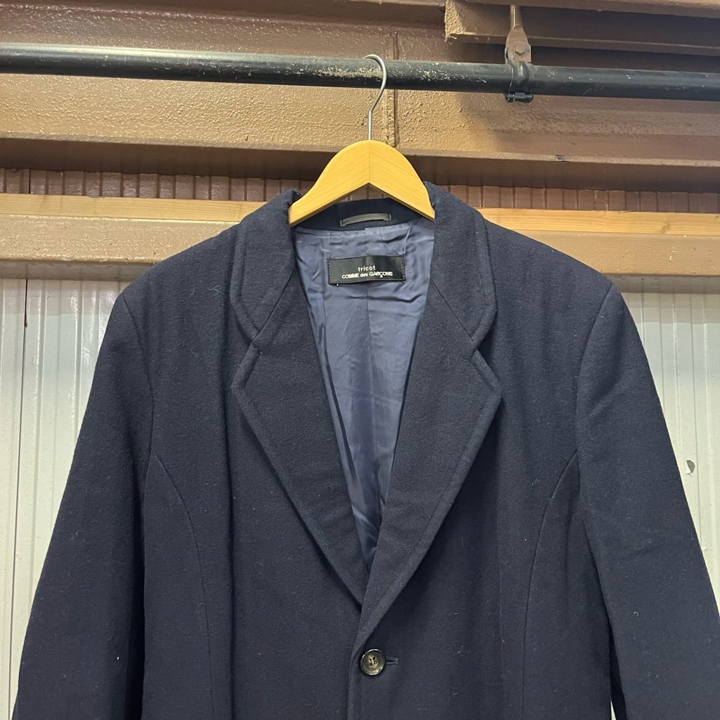 80s-90s tricot COMME des GARCONS トリコ コムデギャルソン チェスターフィールドコート ネイビー 80年代 90年代 digjunkmarket_10-2215