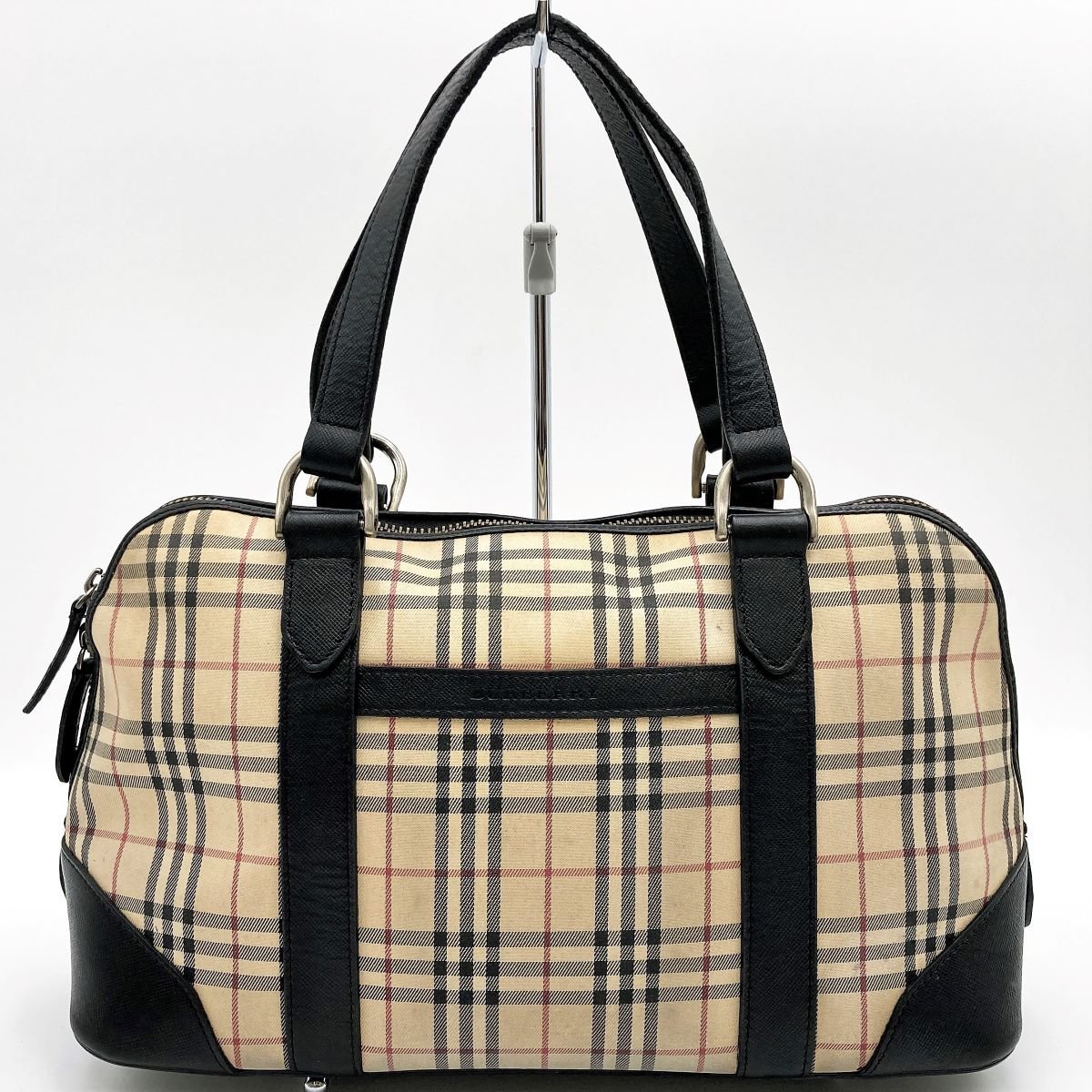 BURBERRY Burberry сумка "Boston bag" Mini Boston путешествие сумка сумка noba проверка бежевый × черный парусина женский мужской USED