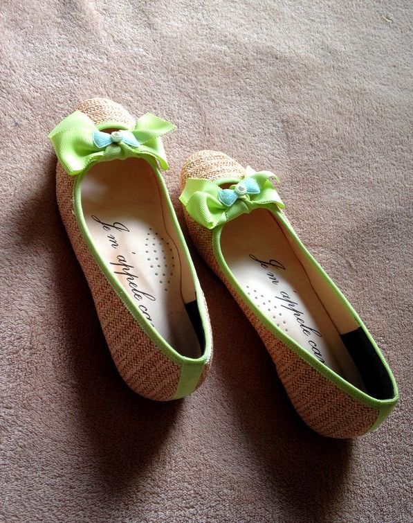  новый товар # обычная цена 5900 иен canade* jute зеленый лента туфли-лодочки плоская обувь обувь 22
