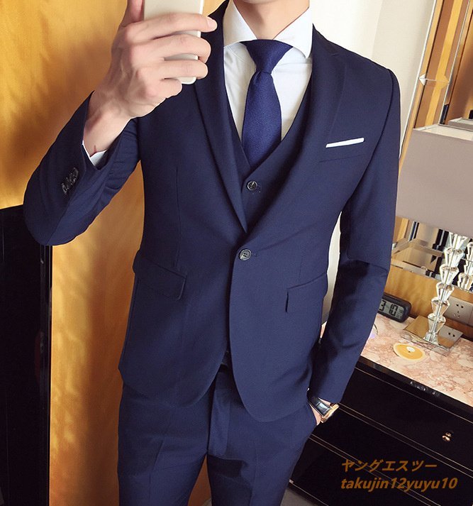 楽天ランキング1位】 入手困難☆スリーピース 新品 L ネイビー 就職